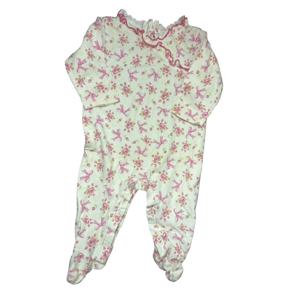 Tralala 6-9 months boutique footed one pieces pink bows and roses